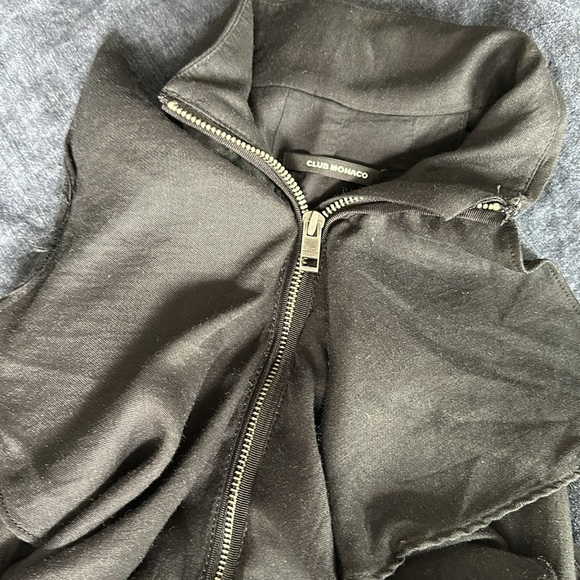 Club Monaco one size black ruffle zip dress - Picture 9 of 14